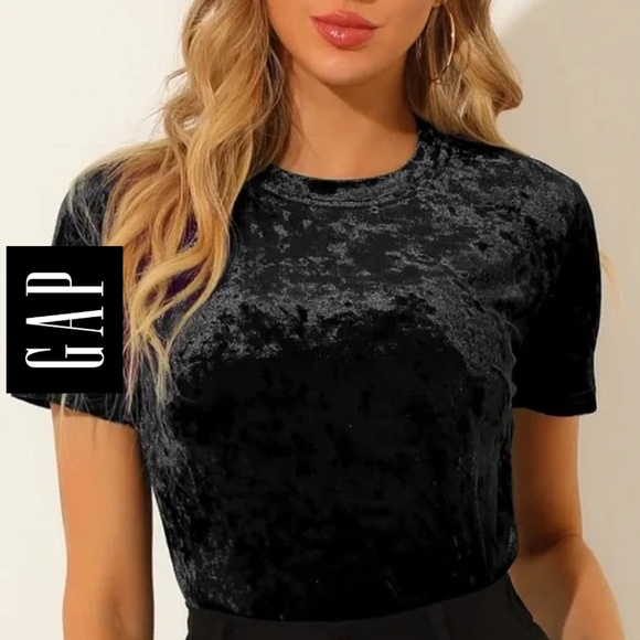 🌸3/$25 GAP Velvet/Velour short sleeve top | Medium - Picture 5 of 12